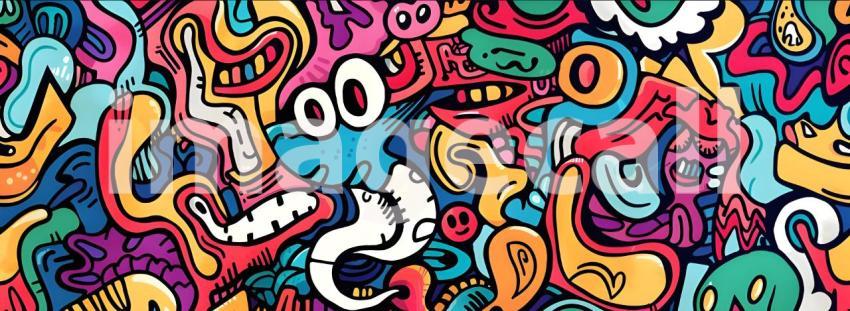 Cute doodle seamless pattern background - Ai Generated