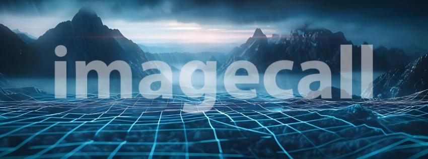 Sci-Fi Background Futuristic Technology Grid landscape - Ai Generated