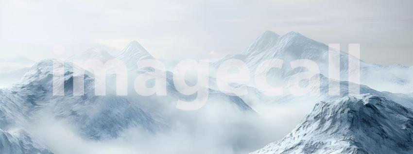 Panoramic view of the mountains covered with snow in winter - Ai Generated