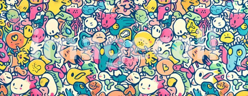 Cute doodle seamless pattern background - Ai Generated