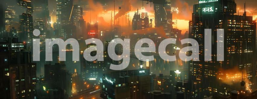 City skyline cyberpunk background - Ai Generated