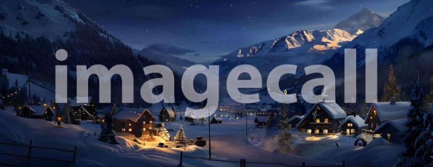 Mountains Ski resort at night background - Ai Generated