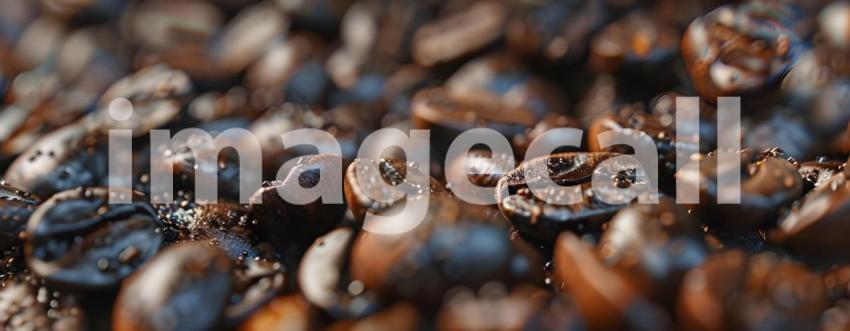 Coffee Plantation Paradise: A Lush Landscape with Ripe Beans and Morning Sunlight