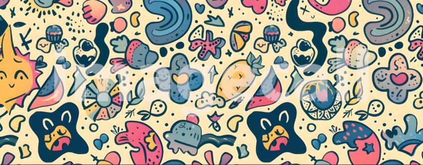 Cute doodle seamless pattern background - Ai Generated