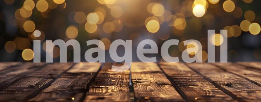 Wooden Table with bokeh effect background