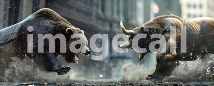 Financial and business Bull vs bear concept trader background - Ai Generated