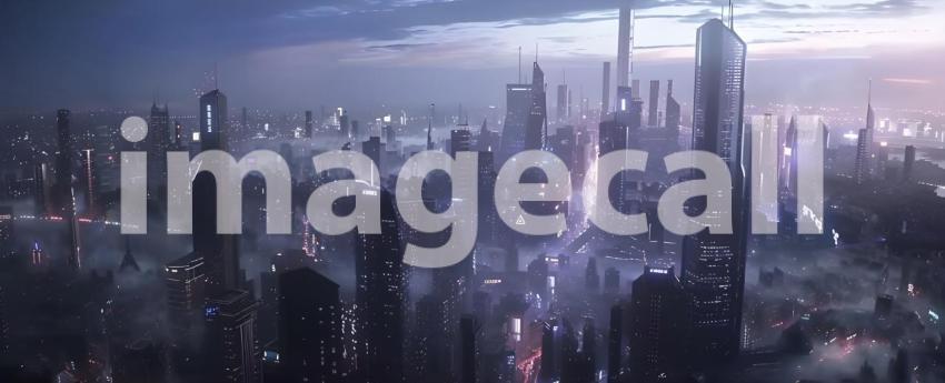 City skyline cyberpunk background - Ai Generated