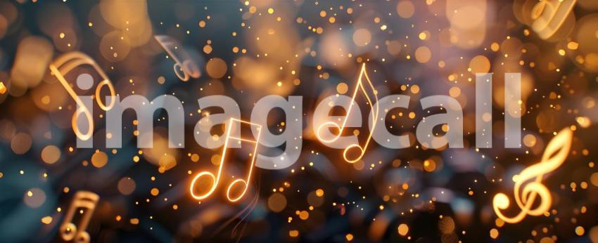 Colorful music notes background with space for your text, Musical Background - Ai Generated