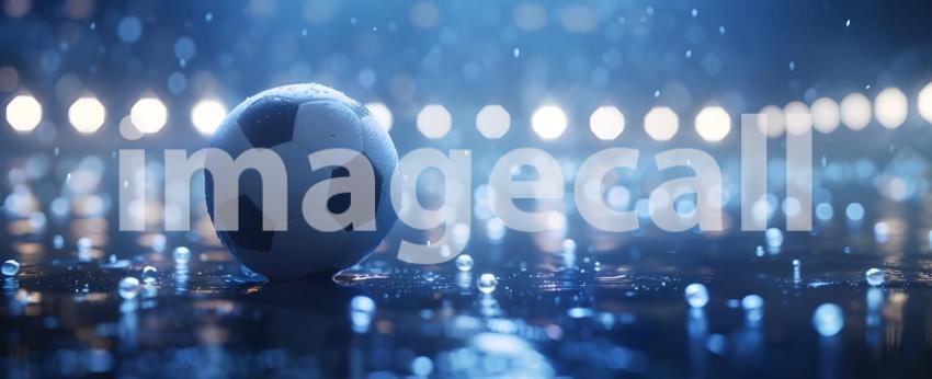 Soccer Ball in a Stadium with Lights in stadium Classic Look background - Ai Generated