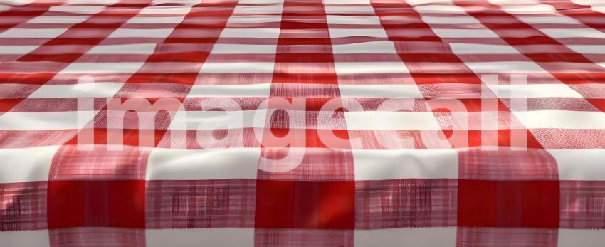 Red and white checkered tablecloth background - Ai Generated