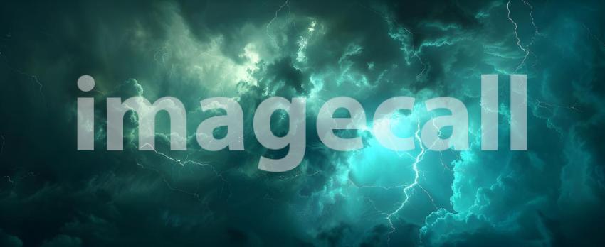 Dramatic Thunderstorm Lightning Sky Background, Electric Thunderstorm Lightning Strike Background - Ai Generated
