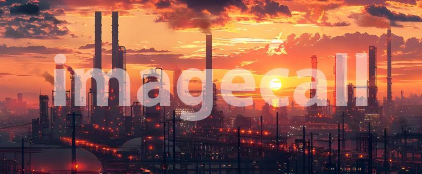 Oil and gas refinery plant background - Ai Generated