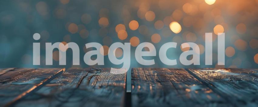 Warm bokeh blue tone vintage on wooden table - Ai Generated