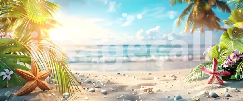 Colorful summer background with copy space background - Ai Generated