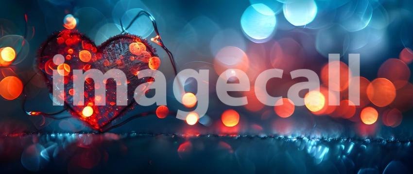 Heart shape bokeh background, Valentine's day - Ai Generated