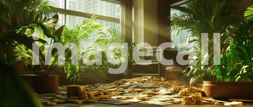 A Glittering Treasure Trove: A Mountain of Golden Coins Shimmers in the Light.