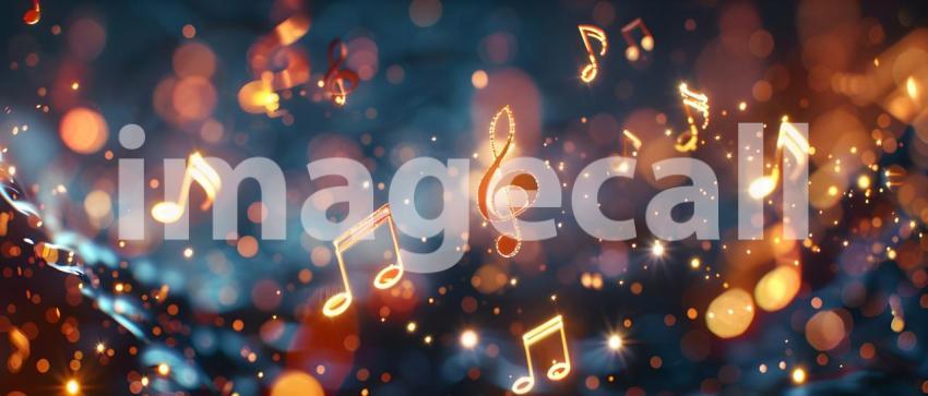 Colorful music notes background with space for your text, Musical Background - Ai Generated