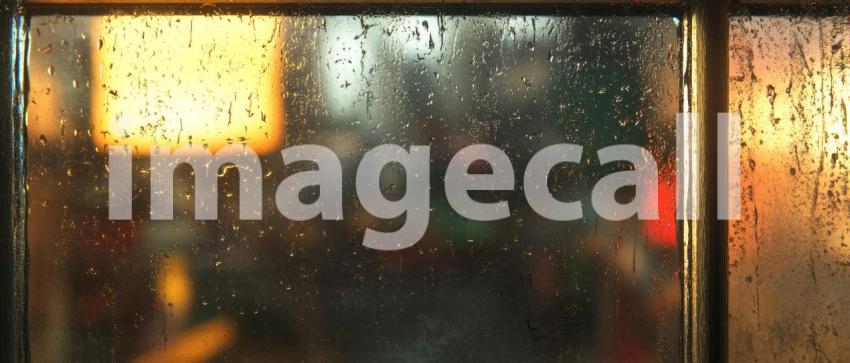 Rain-streaked Window, Golden Light