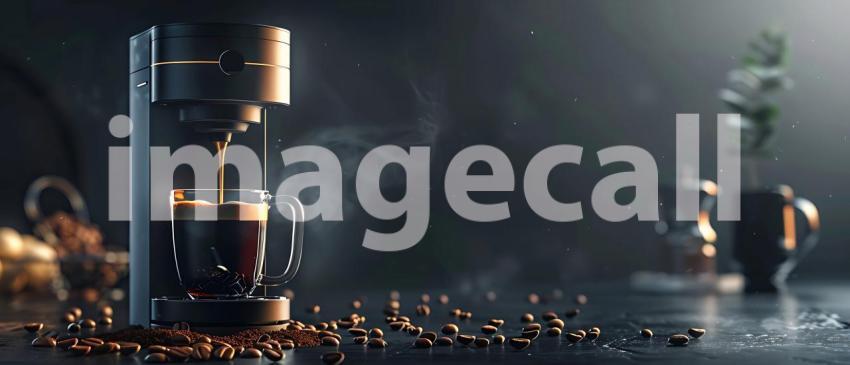 Coffee maker making coffee background - Ai Generated
