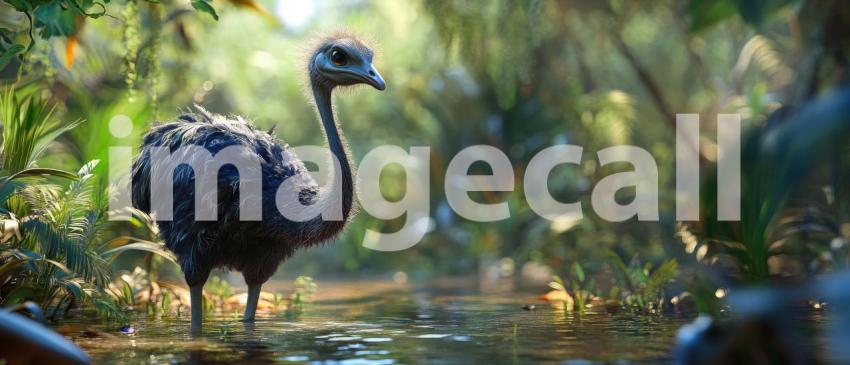 A solitary Greater Rhea stands tall against a fiery sunset, surveying the vast plains of the South American savanna.