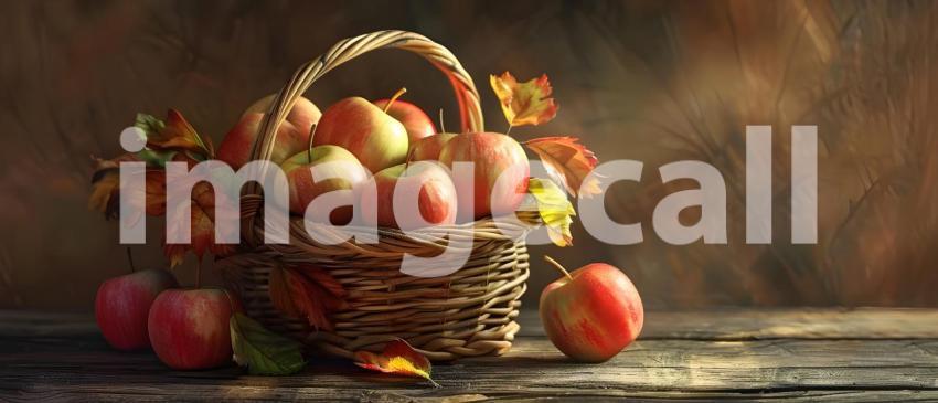 Harvest Bounty: A Basket Overflowing with Fresh, Red Apples