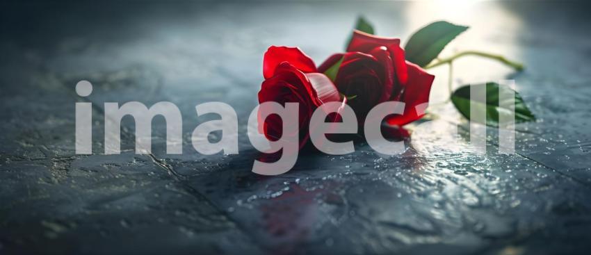 Red roses on a dark background, Valentines Day, Love concept - Ai Generated