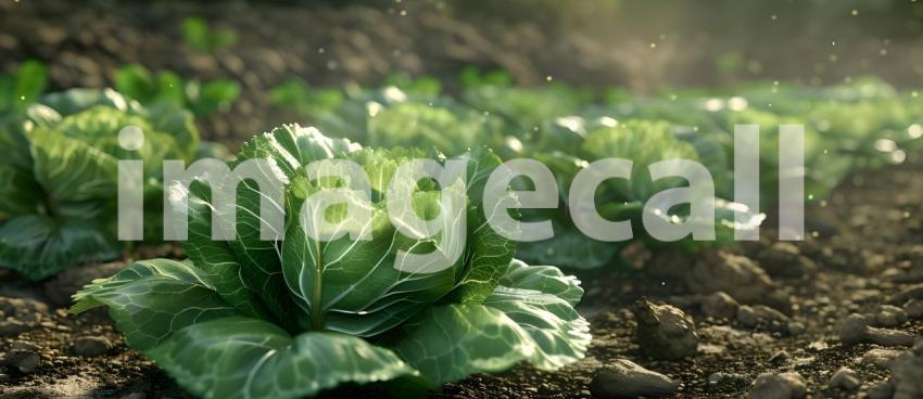 Fresh lettuce in a vegetable garden background - Ai Generated