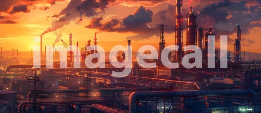 Oil and gas refinery plant background - Ai Generated