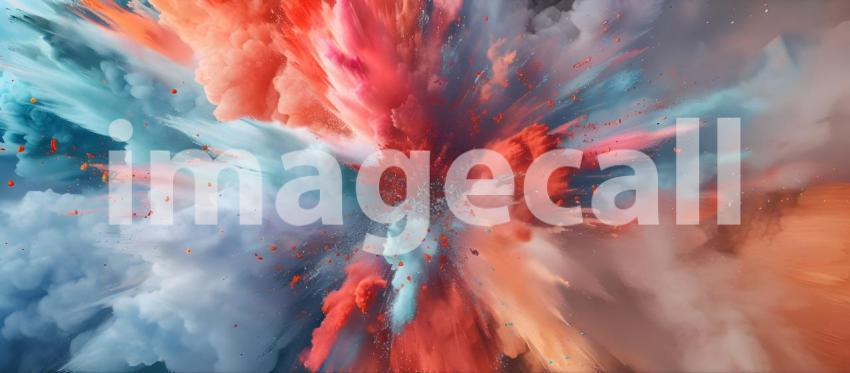 Vibrant Colored Powder Explosion on Solid Background - Ai Genera