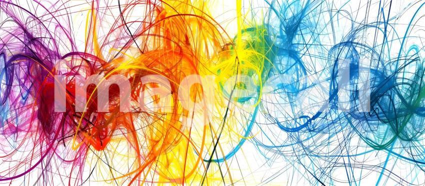 Vibrant Scribbles on White Background, Colorful Abstract Scribbl