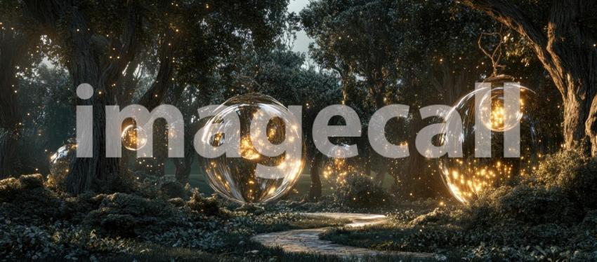 A winding path, illuminated by twinkling lights, leads through a magical garden, where flowers bloom and the air is filled with the promise of wonder