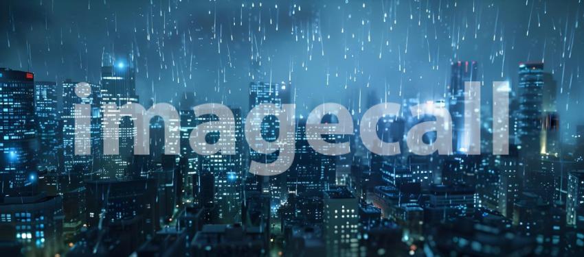 Urban Night Rain in the Big City, Cityscape during Rainy Night B