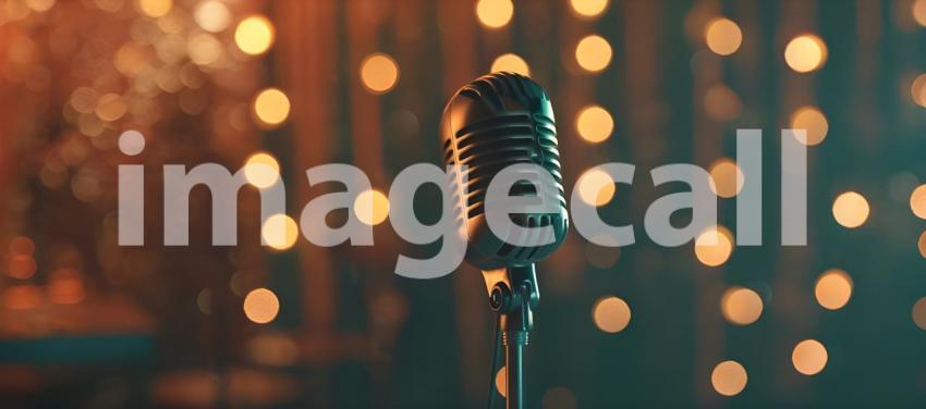 Awaiting the Melody, A Vintage Microphone Stands Ready