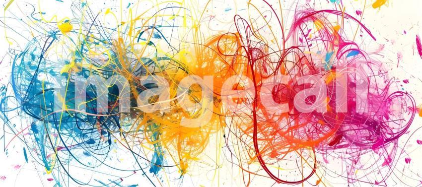 Vibrant Scribbles on White Background, Colorful Abstract Scribbles, Abstract Colorful Scribbles - Ai Generated