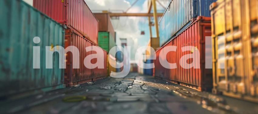 Containers cargo import or export at port background - Ai Generated