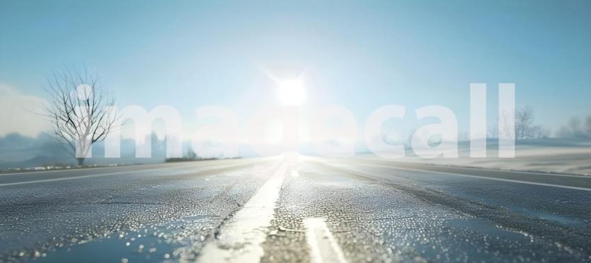 Empty asphalt road in a sunny day - Ai Generated