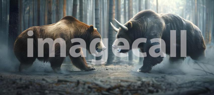 Financial and business Bull vs bear concept trader background - Ai Generated