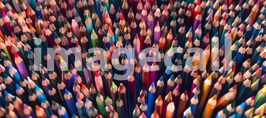 Pencils of different colors on a white background close-up Background - Ai Generated