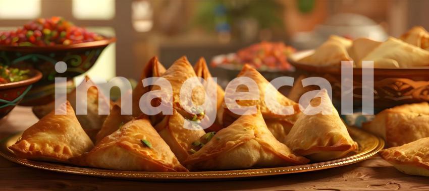 Samosas Indian special tradition background - Ai Generated