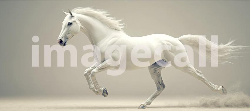 Captivating Dynamic Shot of a Majestic White Stallion in Motion