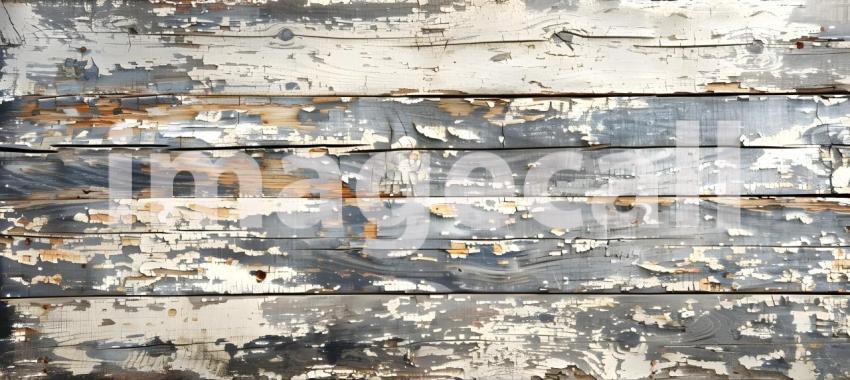 Texture of vintage wood boards with cracked paint background - Ai Generated