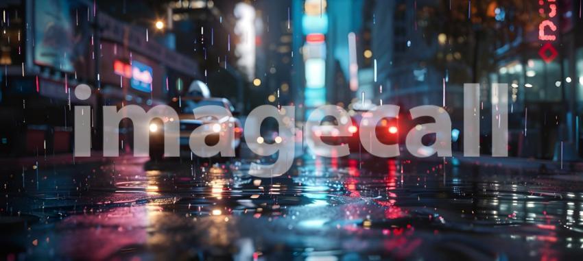 Urban Night Rain in the Big City, Cityscape during Rainy Night B