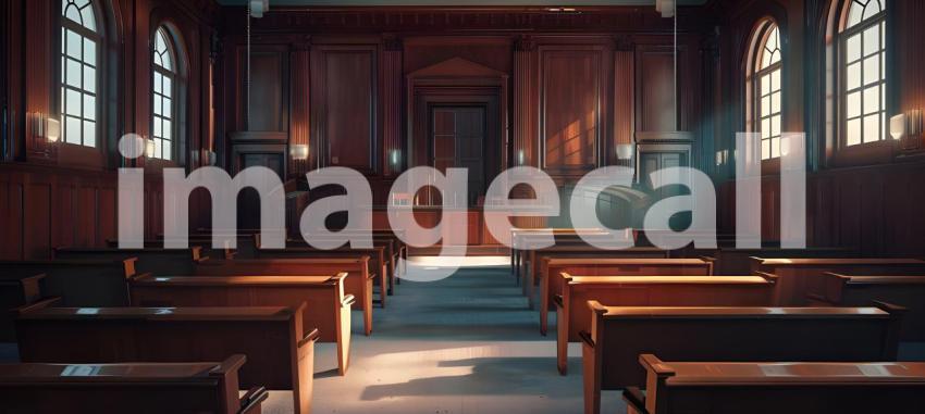 The Seat of Justice: A Grand Courtroom with Rich Woodwork and a Sense of Authority