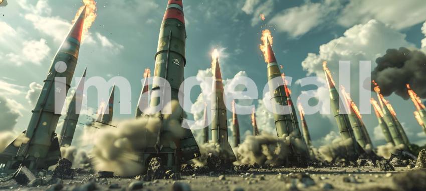 Nuclear warheads ready to fire background - Ai Generated