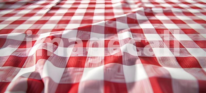 Red and white checkered tablecloth background - Ai Generated