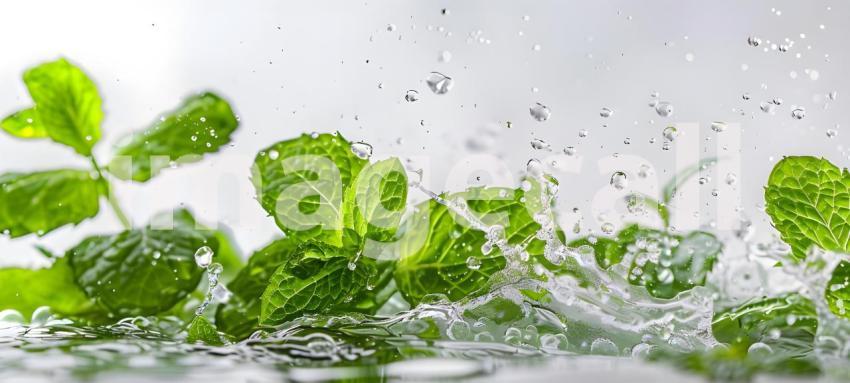 Refreshing Mint Splash: A Burst of Water and Freshness