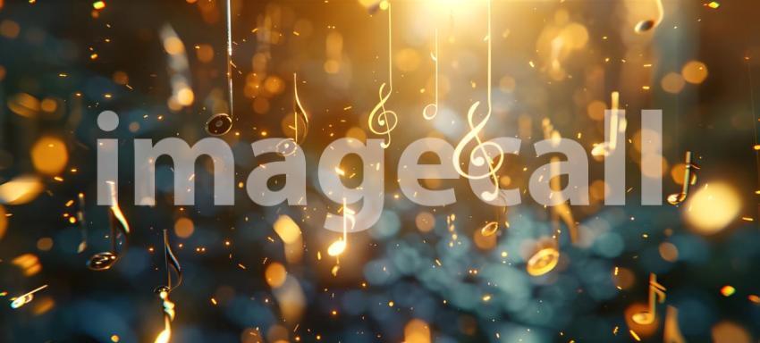 Musical Notes Soaring in Background, Fluttering Music Notes Background - Ai Generated