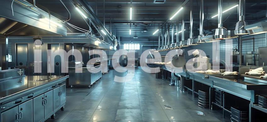 Bright Chicken Processing Plant background - Ai Generated