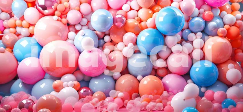 3d rendering of colorful balloons in front of the entrance to the building - Ai Generated