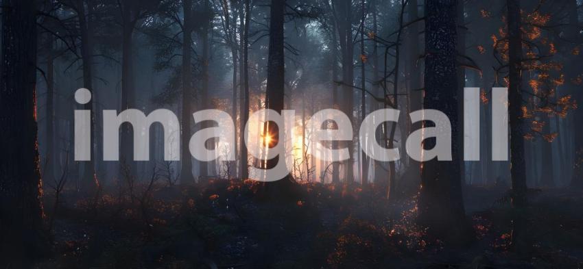 Dark forest Mysterious background - Ai Generated